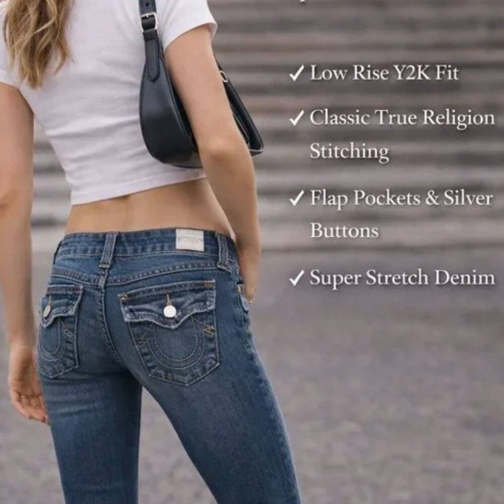 True Religion Billy Straight Jeans Leg Super Stretch Low Rise 29x30 USA Denim